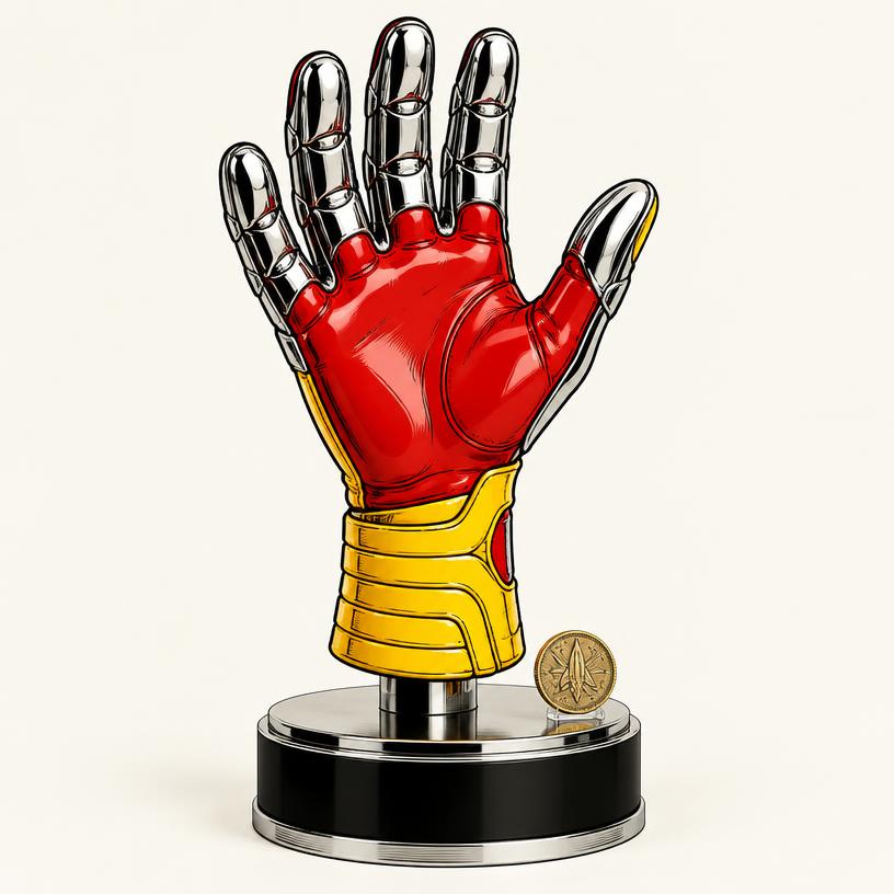 Original fictional tommy Techtor’s left glove concept and decorative rendercoin