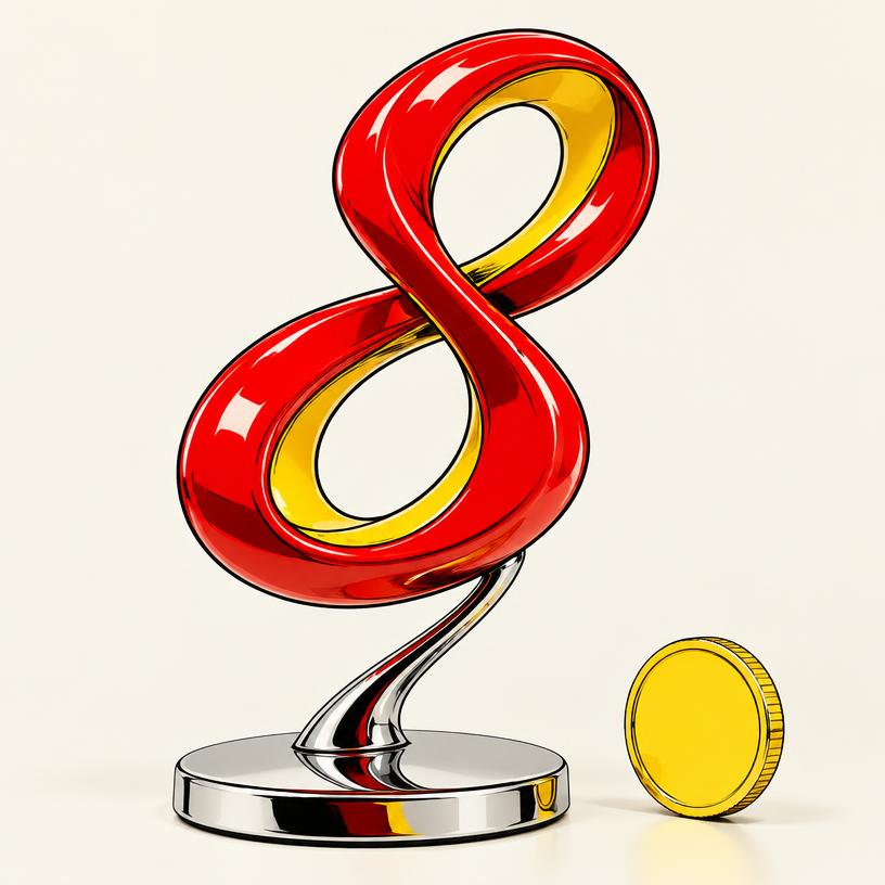 Original fictional rojo ocho concept and decorative rendercoin